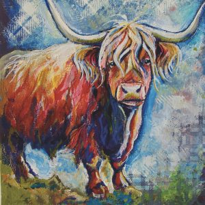 Hamish the Bull original Highland cow canvas by Tartan Paint