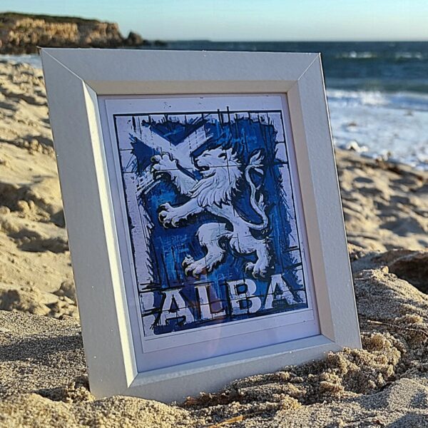 Scottish Lion Rampant print, Alba Scotland artwork, bold Scottish wall art, Scotland national symbol painting, textured Scottish digital print, patriotic Scotland decor, unique Alba design, heritage-inspired Scottish print, Scottish-themed home decor, digital art for sale Australia