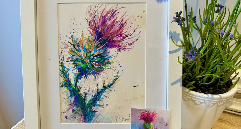 Scottish thistle art prints in various sizes from Tartan Paint