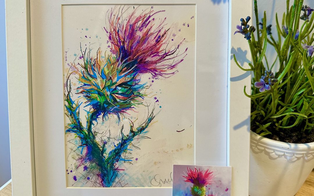 Scottish thistle art prints in various sizes from Tartan Paint