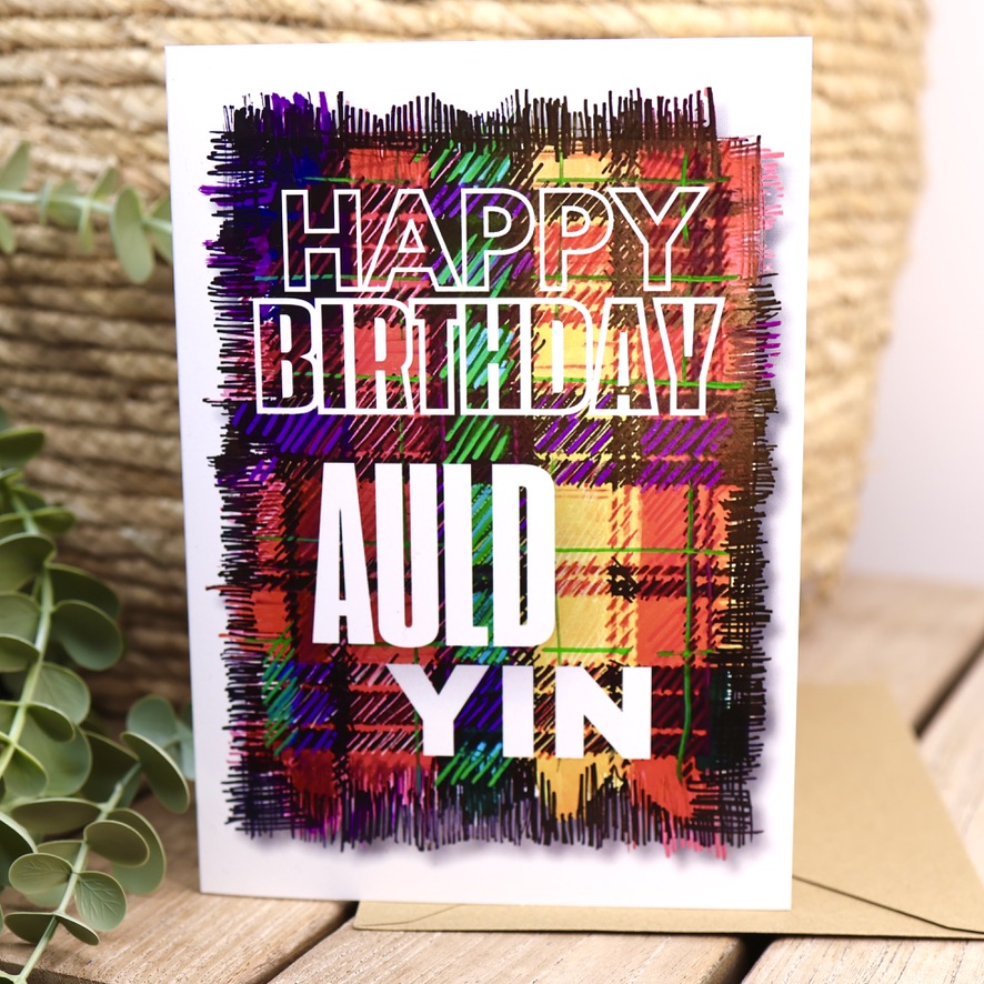 Happy Birthday Auld Yin tartan Scottish birthday card