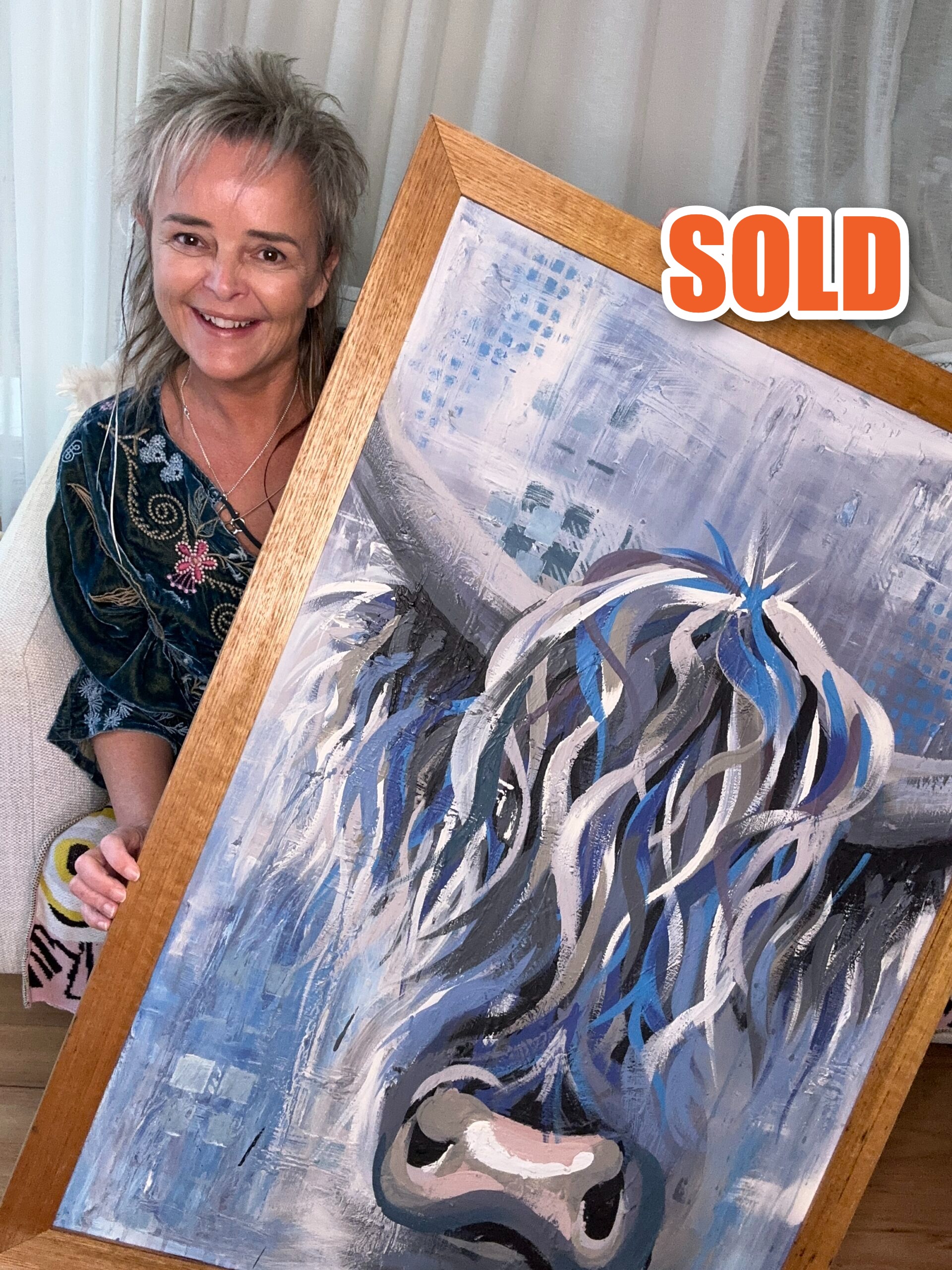 Bonnie original Highland cow painting by Tartan Paint, sold