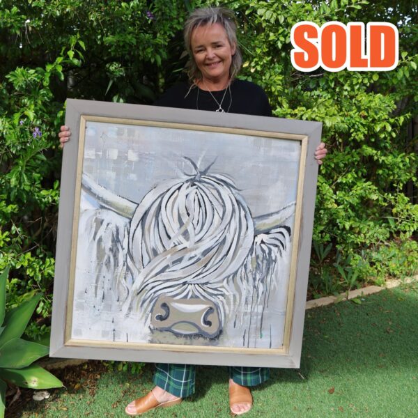 Iona, original Highland cow painting by Caroline Speirs, sold