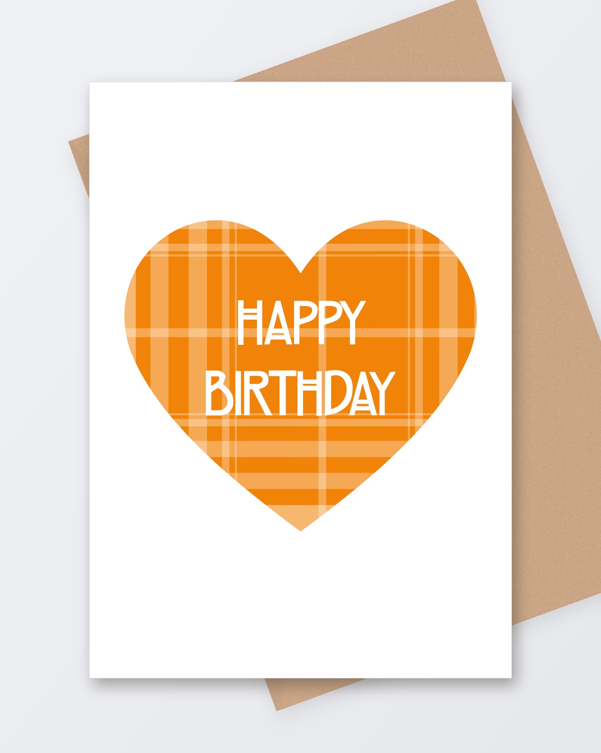 Orange Tartan Birthday Card, Tartan Paint Scottish greeting card with a kraft envelope