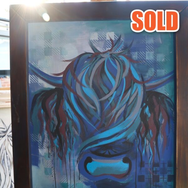 Rhona, original Highland cow painting by Caroline Speirs, sold