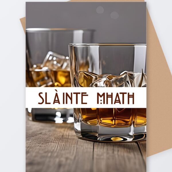Slainte Mhath, Tartan Paint Scottish greeting card with a kraft envelope