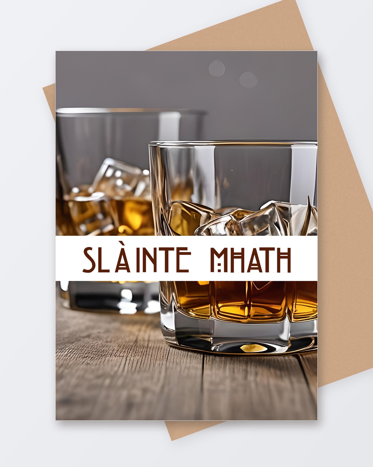 Slainte Mhath, Tartan Paint Scottish greeting card with a kraft envelope