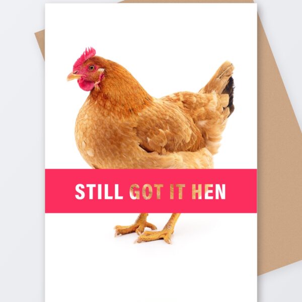 Still Got It Hen Cheeky Scottish Birthday Card | Tartan Paint, Tartan Paint Scottish greeting card with a kraft envelope