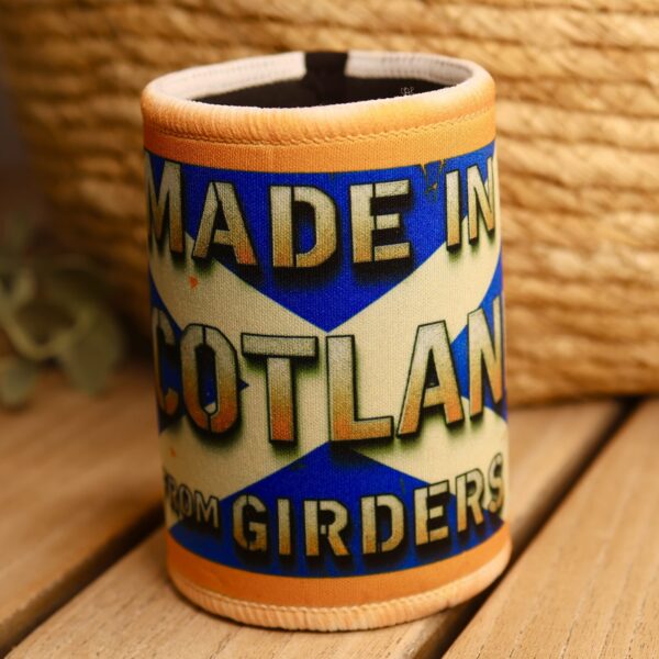Made in Scotland frae Girders stubby holder with a saltire