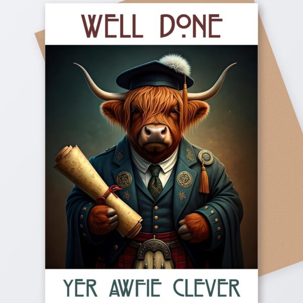 Yer Awfie clever, Tartan Paint Scottish greeting card with a kraft envelope